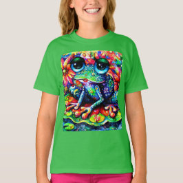 Whimsical Impressionistische Bloemenkikker Groen B T-shirt