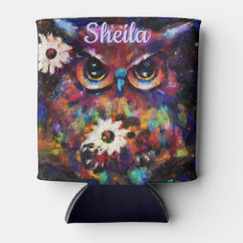 Whimsical Impressionistische Bloemenuil gepersonal Blikjeskoeler