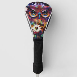 Whimsical Impressionistische Bloemenuil gepersonal Golfheadcover