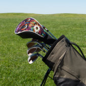 Whimsical Impressionistische Bloemenuil gepersonal Golfheadcover (Insitu)