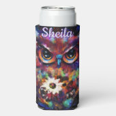 Whimsical Impressionistische Bloemenuil gepersonal Seltzer Blikjeskoeler (Seltzer Achterkant)