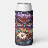 Whimsical Impressionistische Bloemenuil gepersonal Seltzer Blikjeskoeler (Seltzer Voorkant)