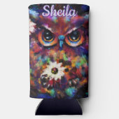 Whimsical Impressionistische Bloemenuil gepersonal Seltzer Blikjeskoeler (Achterkant)