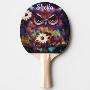 Whimsical Impressionistische Bloemenuil gepersonal Tafeltennisbatje