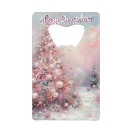 Whimsical Impressionistische Kerstboom Creditkaart Flessenopener