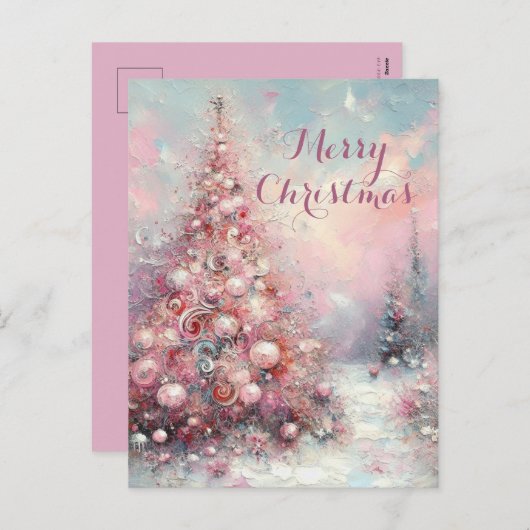 Whimsical Impressionistische Kerstboom Feestdagenkaart (Voorkant / Achterkant)