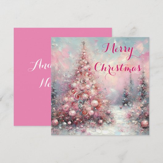 Whimsical Impressionistische Kerstboom Feestdagenkaart (Voorkant / Achterkant)