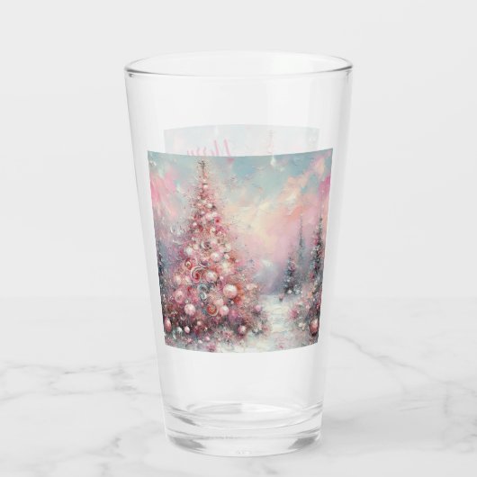 Whimsical Impressionistische Kerstboom Glas (Achterkant)