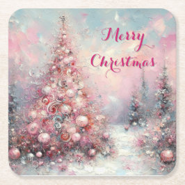 Whimsical Impressionistische Kerstboom Kartonnen Onderzetters