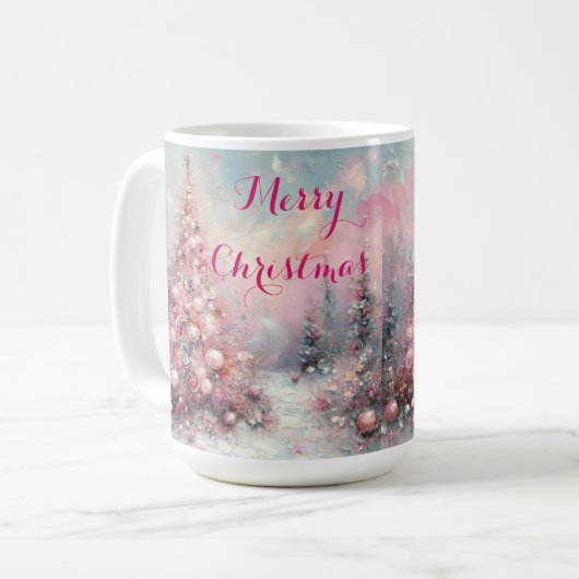 Whimsical Impressionistische Kerstboom Koffiemok (Voorkant links)