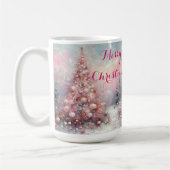 Whimsical Impressionistische Kerstboom Koffiemok (Links)