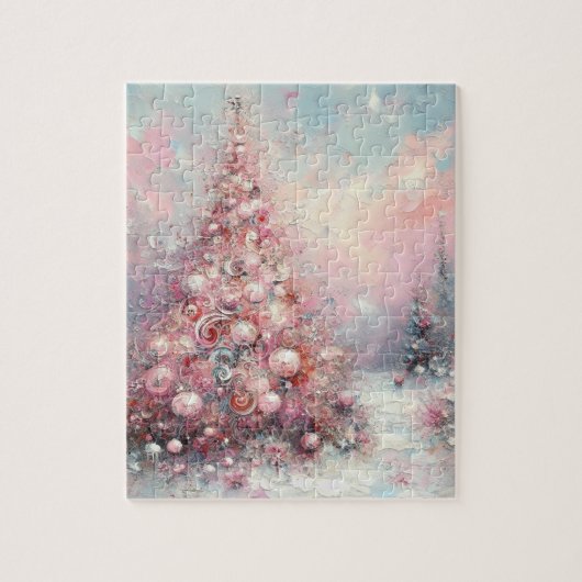 Whimsical Impressionistische Kerstboom Legpuzzel (Verticaal)