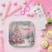 Whimsical Impressionistische Kerstboom Papieren Bordje (Feest)