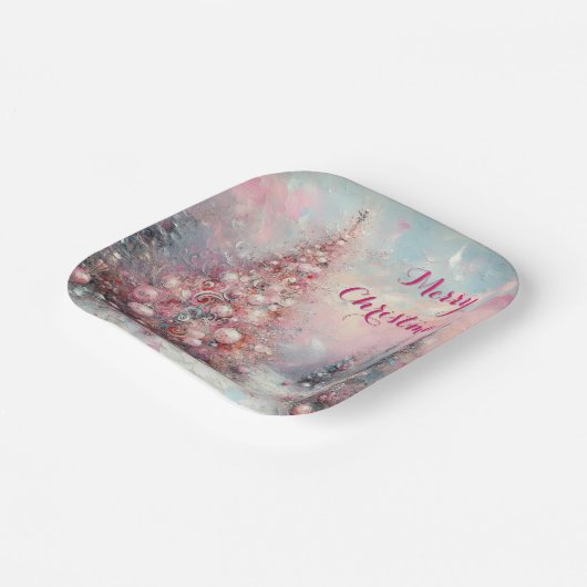 Whimsical Impressionistische Kerstboom Papieren Bordje (Gebogen)