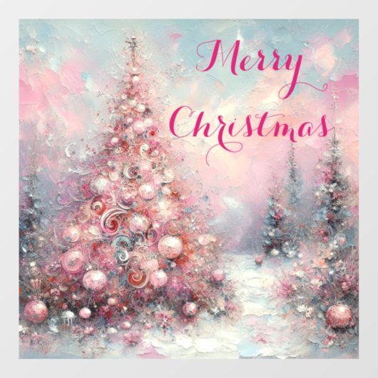 Whimsical Impressionistische Kerstboom Raamsticker (Vel)