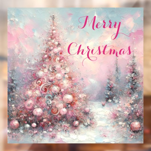 Whimsical Impressionistische Kerstboom Raamsticker (Vel 2)