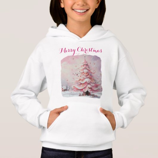 Whimsical Impressionistische Kerstboom Roze (Voorkant)
