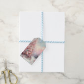 Whimsical Impressionistische kerstboom roze blauw Cadeaulabel (Met Touw)