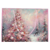 Whimsical Impressionistische kerstboom roze blauw Groot Cadeauzakje (Achterkant)