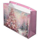 Whimsical Impressionistische kerstboom roze blauw Groot Cadeauzakje (Achterkant Gekanteld)