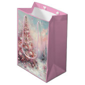 Whimsical Impressionistische kerstboom roze blauw Medium Cadeauzakje (Voorkant Gekanteld)