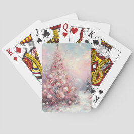 Whimsical Impressionistische kerstboom roze blauw Pokerkaarten