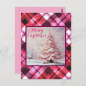 Whimsical Impressionistische Kerstboom Roze Briefkaart (Voorkant / Achterkant)