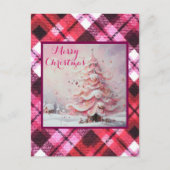 Whimsical Impressionistische Kerstboom Roze Briefkaart (Voorkant)
