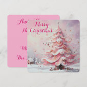 Whimsical Impressionistische Kerstboom Roze Feestdagenkaart (Voorkant / Achterkant)