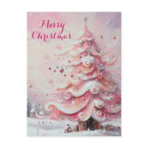Whimsical Impressionistische Kerstboom Roze