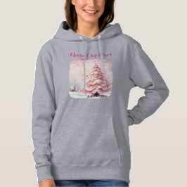 Whimsical Impressionistische Kerstboom Roze Hoodie