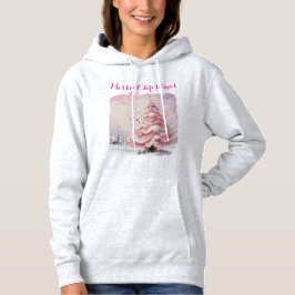 Whimsical Impressionistische Kerstboom Roze Hoodie