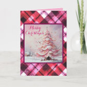 Whimsical Impressionistische Kerstboom Roze Kaart (Voorkant)