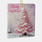 Whimsical Impressionistische Kerstboom Roze Keramisch Ornament (Rechts)