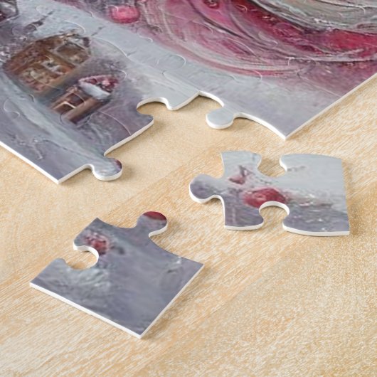 Whimsical Impressionistische Kerstboom Roze Legpuzzel (Zijkant)