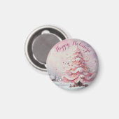 Whimsical Impressionistische Kerstboom Roze Magneet (Voorkant / Achterkant)