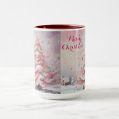 Whimsical Impressionistische Kerstboom Roze Mok (Midden)