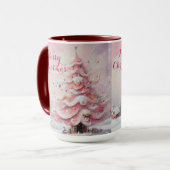 Whimsical Impressionistische Kerstboom Roze Mok (Voorkant links)