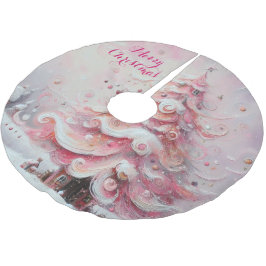 Whimsical Impressionistische Kerstboom Roze Rok