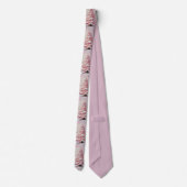 Whimsical Impressionistische Kerstboom Roze Stropdas (Achterkant)