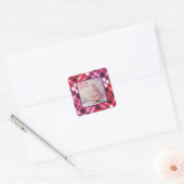 Whimsical Impressionistische Kerstboom Roze Vierkante Sticker (Envelop)