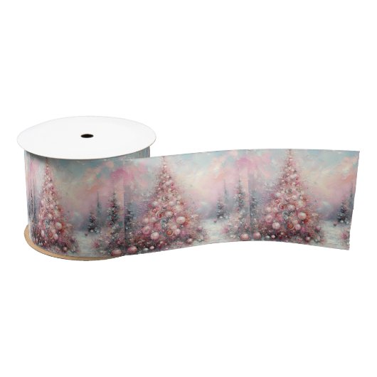 Whimsical Impressionistische Kerstboom Satijnen Lint (Spoel)