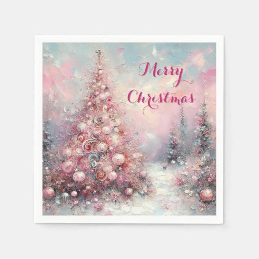 Whimsical Impressionistische Kerstboom Servet (Voorkant)
