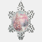 Whimsical Impressionistische Kerstboom Tin Sneeuwvlok Ornament (Rechts)