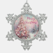Whimsical Impressionistische Kerstboom Tin Sneeuwvlok Ornament (Voorkant)