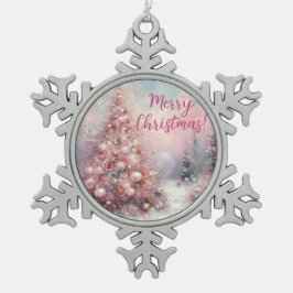 Whimsical Impressionistische Kerstboom Tin Sneeuwvlok Ornament