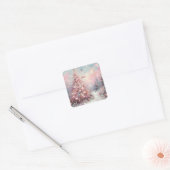 Whimsical Impressionistische Kerstboom Vierkante Sticker (Envelop)