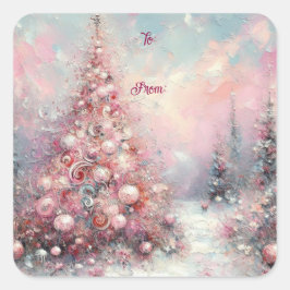 Whimsical Impressionistische Kerstboom Vierkante Sticker