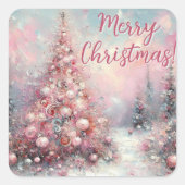 Whimsical Impressionistische Kerstboom Vierkante Sticker (Voorkant)