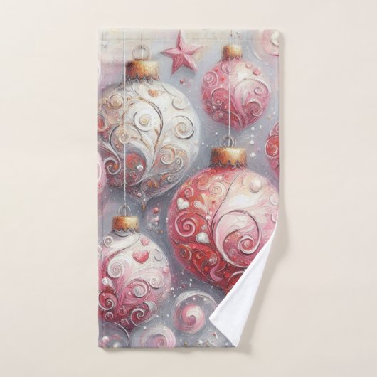 Whimsical Impressionistische Kerstversieringen Roz Bad Handdoek (Handdoek)